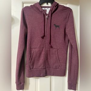 NWOT PINK by Victoria’s Secret, Full Zip Hoodie, Maroon/Wine Color, Women’s XS.